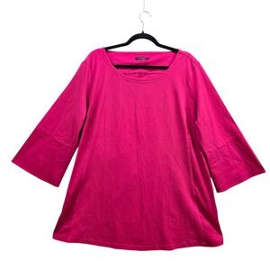 Marina Rinaldi Women's Pink Vela Cotton Blended Flare Sleeve Top Plus Size 18
